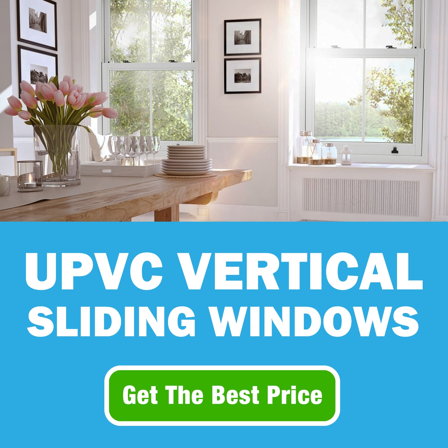 UPVC vertical sliding windows