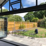 Aluminium bi-fold doors in anthracite grey internal view